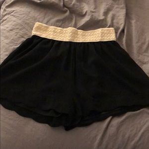 Black Scalloped Shorts